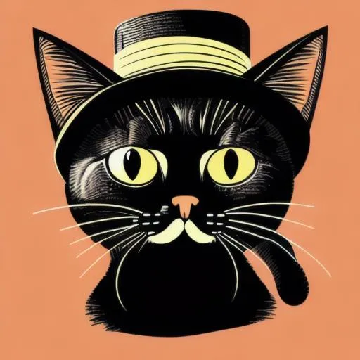 Prompt: Cat with hat, vector, illustration 