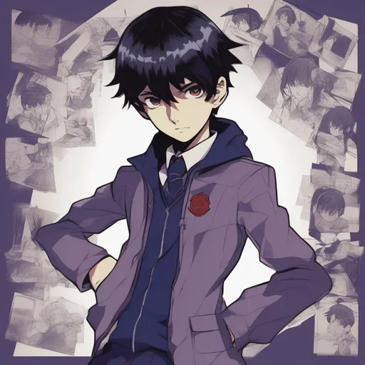 Prompt: an illustration of a schoolboy in the style of  shin megami tensei 3: nocturne