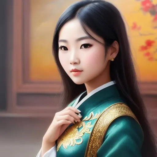 Realistic art of jiafei. Chinese woman in Chinese co