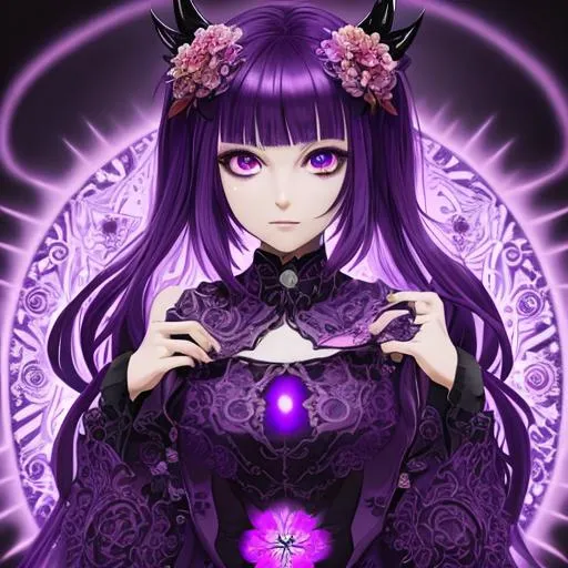 anime girl purple dress