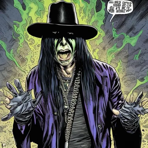 Prompt: Mick Mars as a comic book villain