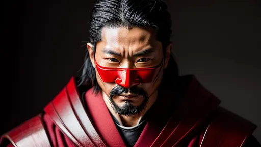 Prompt: Young Hiroyuki Sanada wearing an Oni mask as a Samurai Photorealistic Overdetailed Portrait, Well Detailed face, Red and Black Robes and Armor, Black hair, Detailed Hands, Detailed Twilight Background, Intricately Detailed, Award Winning, Photograph, Film Quality.