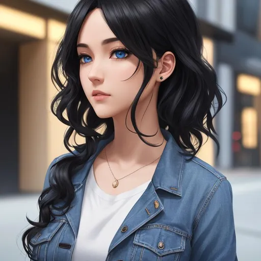 Prompt: one person, full body draw, casual clothes, black hair, anime, wavy hair, small chest, blue  eyes, cap, walking, masterpiece, best quality, CG, wallpaper, HDR, high quality, ultra detailed face, cinematic,high detail, 8k, raw, high, artstation HQ, unreal engine, octane renderer, 4k resolution,hyperrealistic, highly detailed