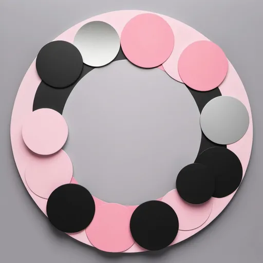 Prompt: A big circle sayin weclome ARFA with colours silver pink black leave some space for text