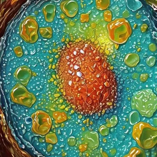 Prompt: human body cells, 6000 times magnified, hyperrealistic art, oil painting