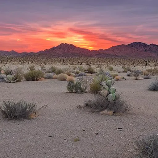 Prompt: Sunset in the Mojave Desert