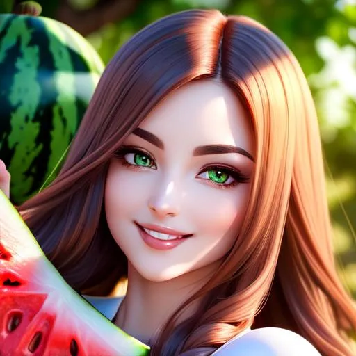 Seductive feminine woman with wild balayage watermel... OpenArt