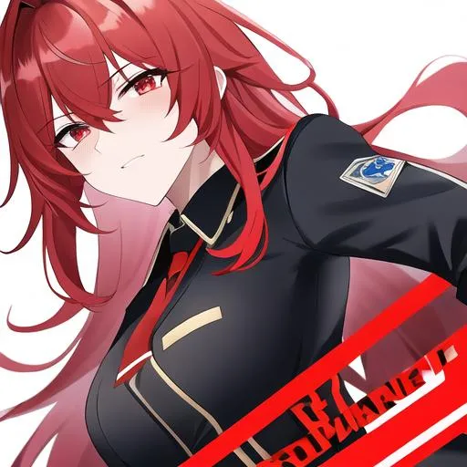 Prompt: Zerif 1male as a police officer (Red side-swept hair covering his right eye)UHD, 8K, Highly detailed, insane detail, best quality, high quality, wearing a police uniform, anime style