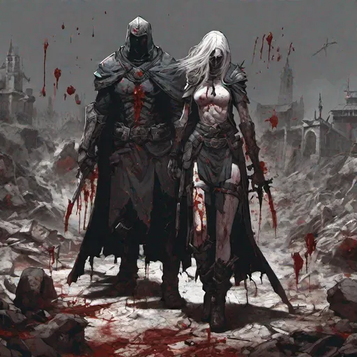 crusader with sinister aura standing with his wife i... | OpenArt