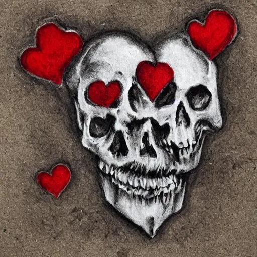 Prompt: a skull gothic with a heart