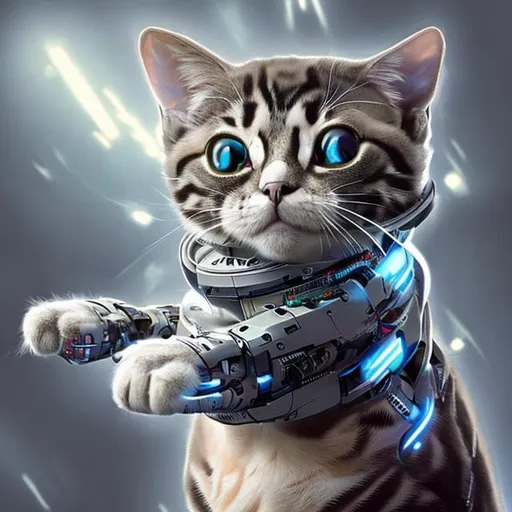 Prompt: Cyborg cat