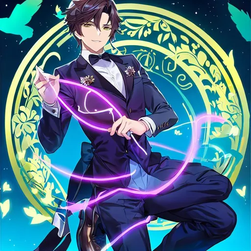 Prompt: Magician Boy with a cat