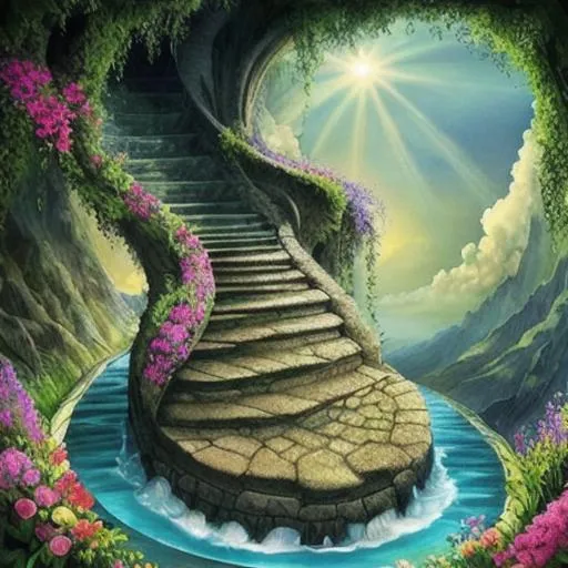 Prompt: Beautiful creation- steps to Heaven