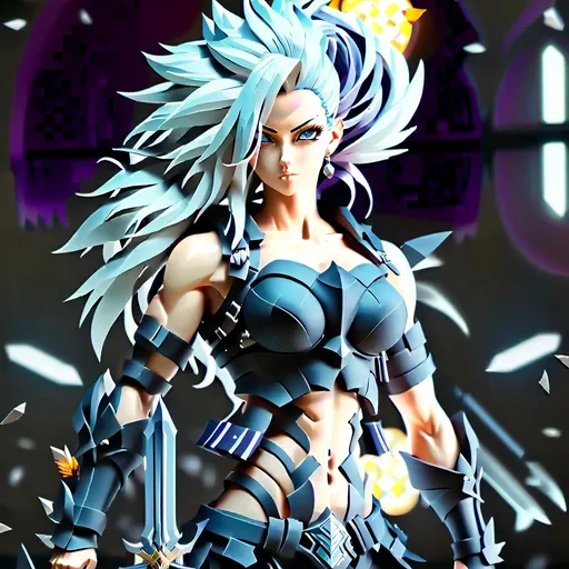 Prompt: Anime-style, vibrant transparent glass sculpture of a Nordic Victorian Divine woman with Swords and Hammers, intricate details, surreal, colorful background, high-res, ultra-detailed, anime, surreal, vibrant colors, detailed sculpture, Norse mythology, Victorian, divine, transparent, swords, hammers, intricate design, surreal Nordic background, professional, colorful lighting, armor flush on Body with perfect autonomy body shape,