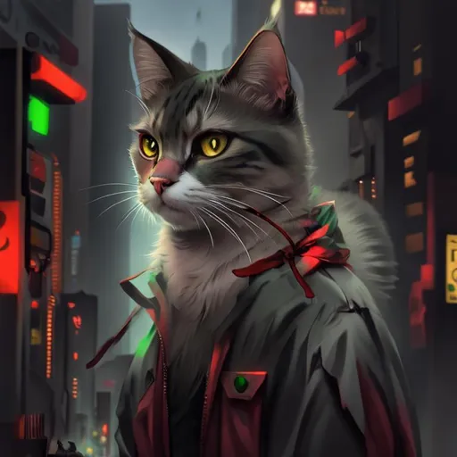 Zombie cat in crowded city