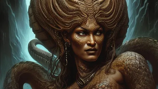 Prompt: serpent goddess detailed face hyper realistic extremely detailed dark cinematic in the style of Boris Vallejo