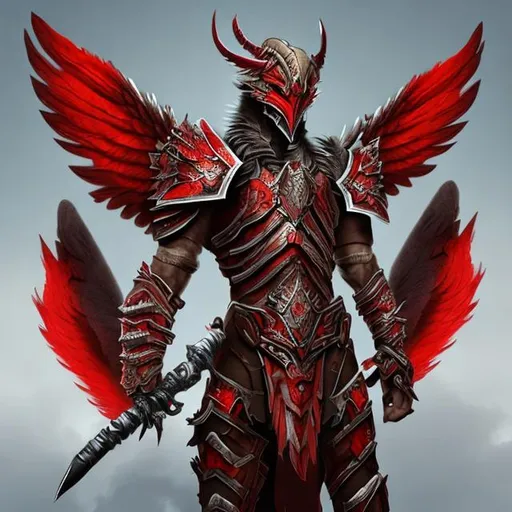 Prompt: male warrior with red wings