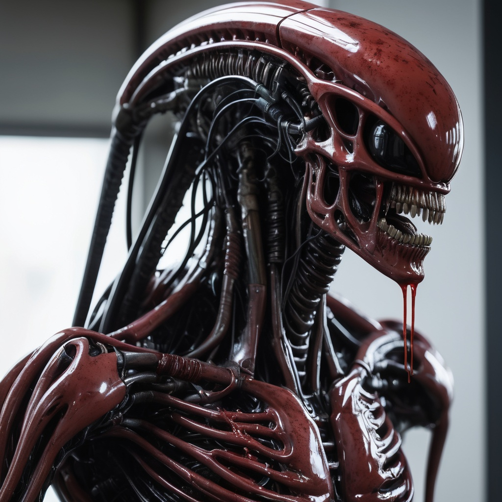 Deviantart Terminator Hybrids cyber xenomorph terminator hybrid, blood and wires s...