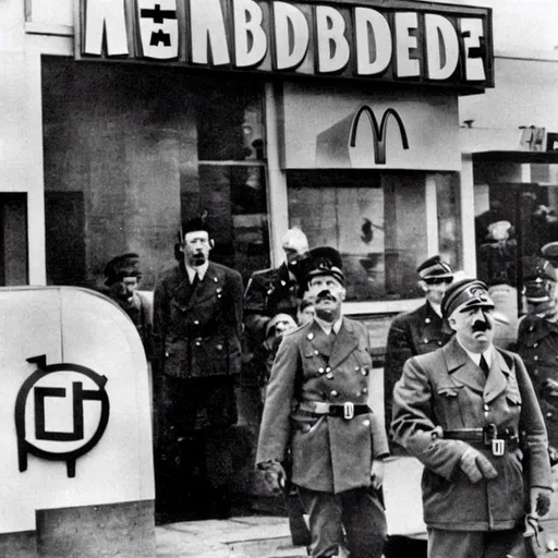 Prompt: Hitler at McDonalds

