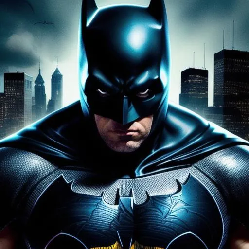 Prompt: paint Black and blue batman, insanely detailed, Full HD, highly detailed, full body, perfect composition, complex intricate detail and quality, landscape, UHD, 8K, highly detailed, hyper realistic, panned out view of the character, visible full body
