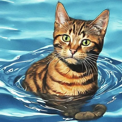 Prompt: cat neare the water
