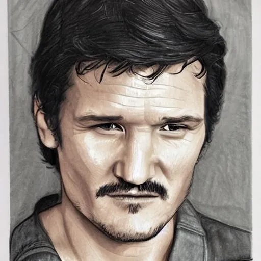 Pencil painting of Pedro Pascal OpenArt