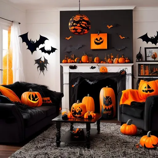 a halloween themed livingroom