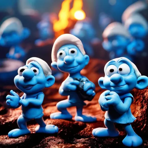 Prompt: smurfs in hell