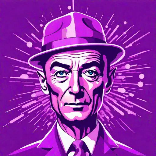 Prompt: Oppenheimer mind blown, vector illustration, purple