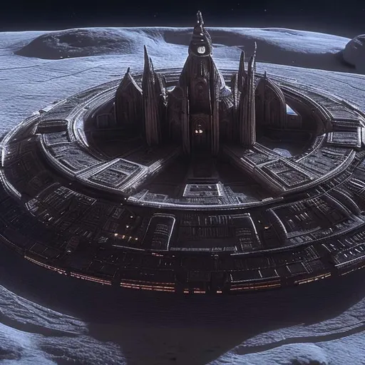 Prompt: An alien city with romanesque architecture, in the style of Star Trek. {Star Trek: The Next Generation}