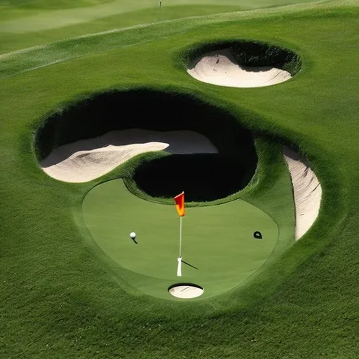 Prompt: Create the most dramatic golf hole ever