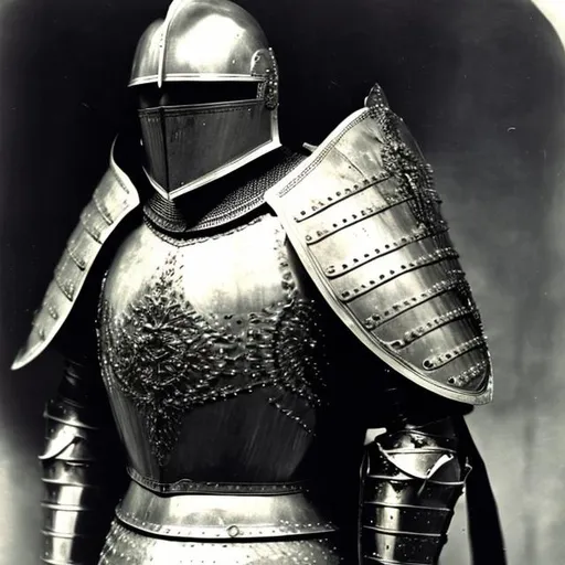 Prompt: Julius Evola wearing the armour of a knight, without the helmet.