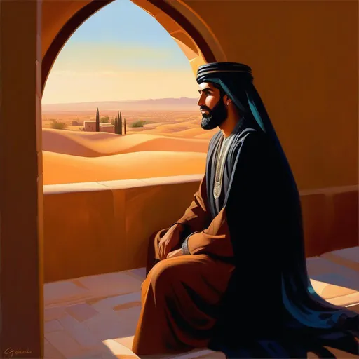Prompt: Arab gigachad, warm atmosphere, cartoony style, extremely detailed painting by Greg Rutkowski and by Henry Justice Ford and by Steve Henderson