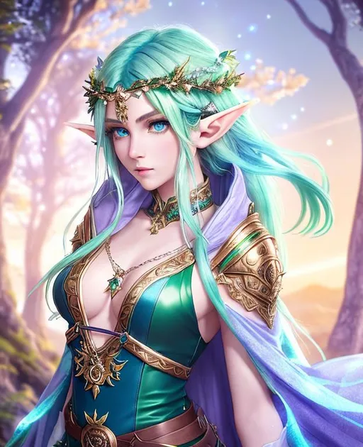 Prompt: female, starry form, druid, fey wild, elf, green hair, middle hair length, dreamy blue eyes, teenage, druid, FULL BODY Portrait of {goddess}, perfect composition, hyper-realistic, super detailed, 8k, high quality, trending art, trending on art station, sharp focus, studio photo, intricate details, highly detailed, leather clothing,  perfect composition, full height, full body focus, excited, symmetrical, perfect composition, front, epic Instagram, hyperdetailed intricately detailed, unreal engine,