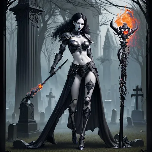 Prompt: splash art, hyper detailed perfect face, full body, hyper realistic, highly detailed, dark surreal cemetery,

beautiful, fantasy Asian ghoul, curly hair, full body, long legs, sumptuous perfect body, ultra pale skin, visible midriff, ultimate Fantasy dark knight armor, 

wearing heavy iron locked collar, staff wielder, casting ultra detailed magic fire balls,

high-resolution perfectly detailed feminine face, perfect proportions, ample cleavage, intricate hyper detailed hair, light makeup, demonic red eyes,

Dark, ethereal, elegant, exquisite, graceful, delicate, intricate, hopeful, glamorous, immaculate

HDR, UHD, high res, 64k, cinematic lighting, special effects, hd octane render, professional photograph, studio lighting, trending on artstation, perfect studio lighting, perfect shading.