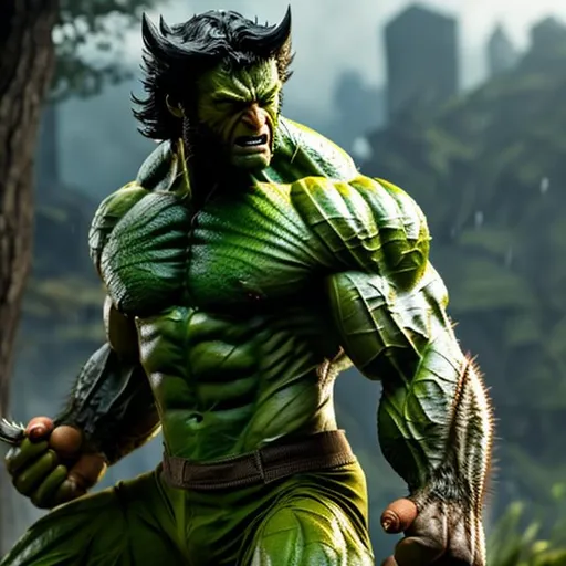 Prompt: Wolverine as Hulk, extremely, detailed environment, intricate, detailed skin, natural colors , professionally color graded, photorealism, 8k, moody lighting.