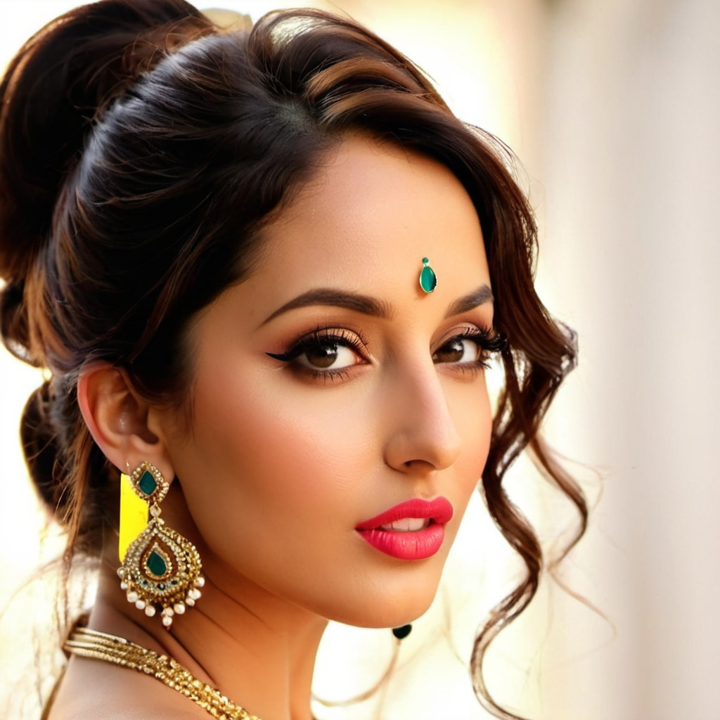 A beautiful picture of a nora fatehi lips