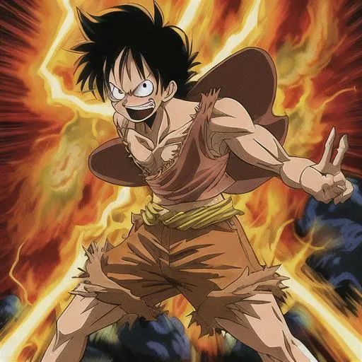 Prompt: monkey d. luffy super sayayin