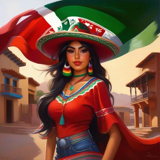 Prompt: Mexican catgirls, Mexican flag, cartoony style, extremely detailed painting by Greg Rutkowski and by Henry Justice Ford and by Steve Henderson 