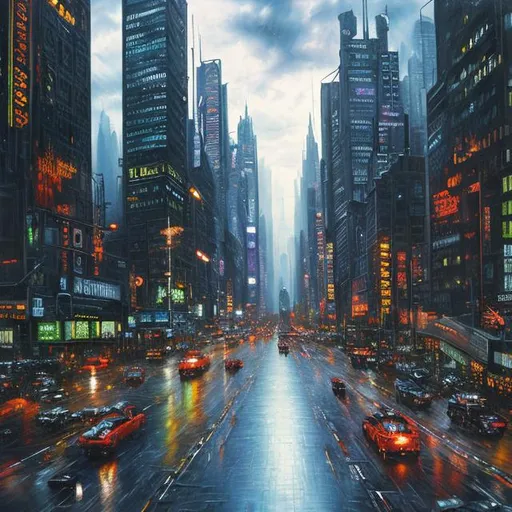 Prompt: Matrix skycraper city realistic oil Paint   