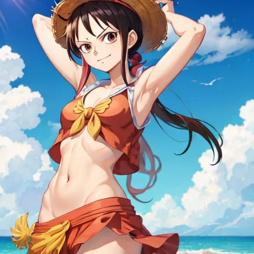 Prompt: one piece luffy as a girl