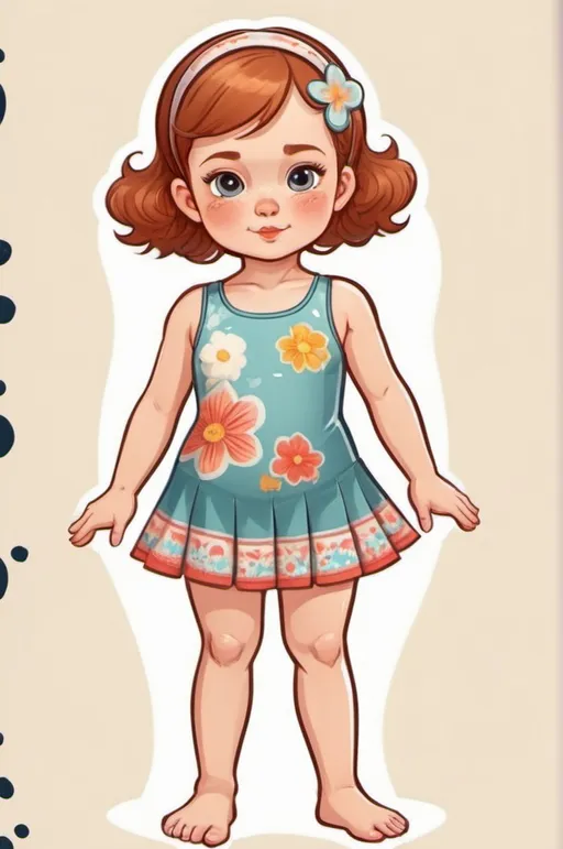 Prompt:  Soviet style, cartoon style, 2d, magnetic dress up for children, girl in underwear, swimsuit, swimming trunks, hairstyle without decorations