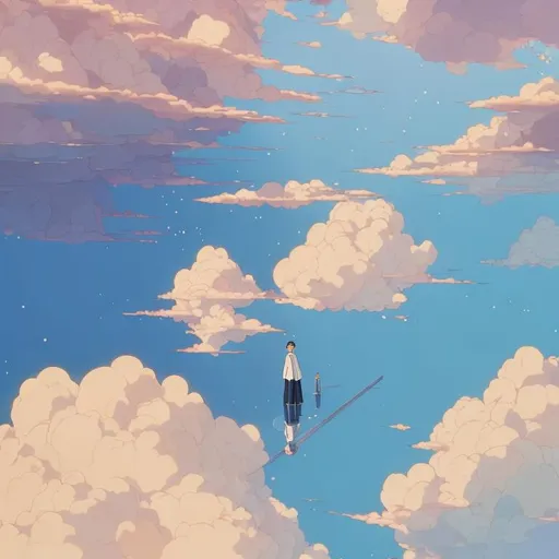 Prompt: A beautiful, artistic painting based on the quote “Everything you can imagine is real”, professional waiter col our, light and subtle colors, 4k resolution, Studio Ghibli