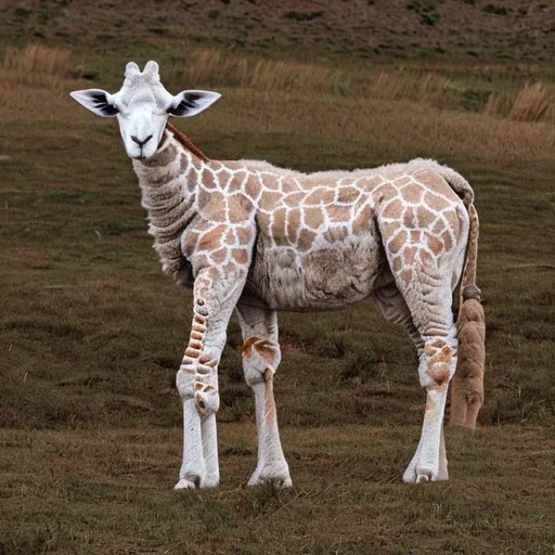 Prompt: Sheep-giraffe hybrid Fullboby 