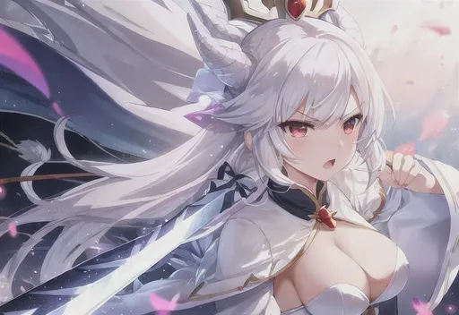 mad anime girl with white hair