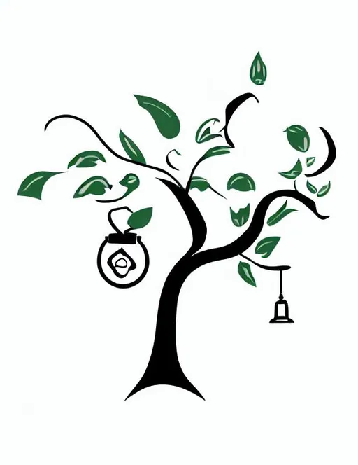 Prompt: Logo with a tree and a bell
