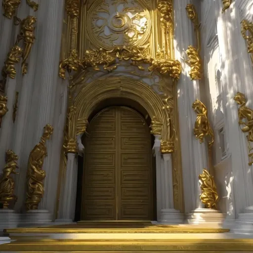 Prompt: opening a large golden door
