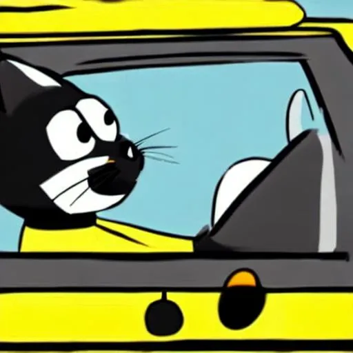 Prompt: Cat on taxi cartoon