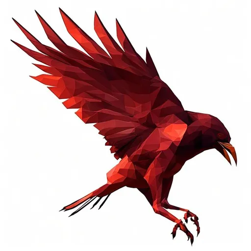Prompt: red crow, low poly style