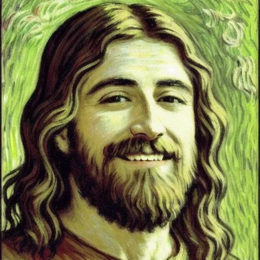 Prompt: Jesus Christ smiling in the style of Claude Monet.